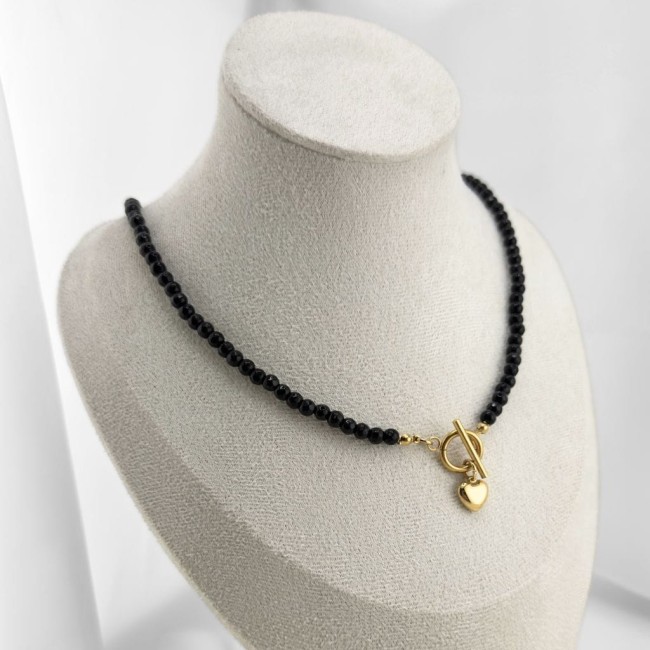 damski choker z kamieni naturalnych z zapięciem toggle