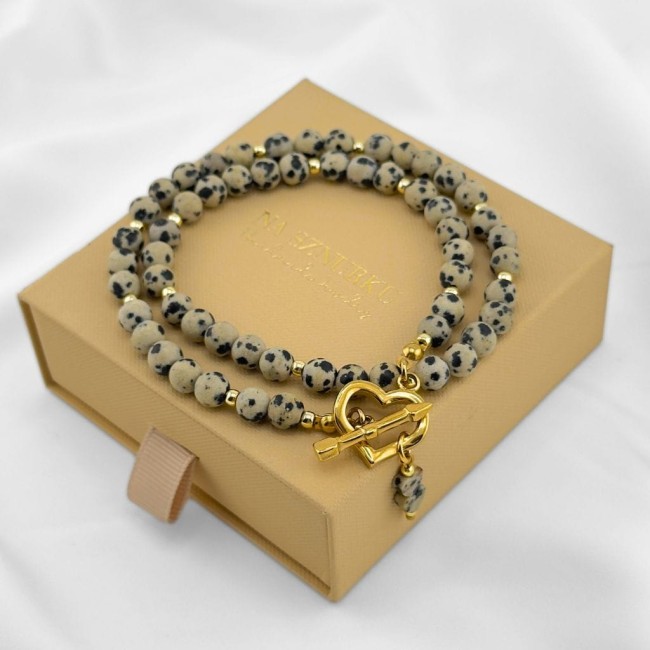 Choker z Kamieni naturalnych z zapięciem Toggle i Zawieszką serduszka