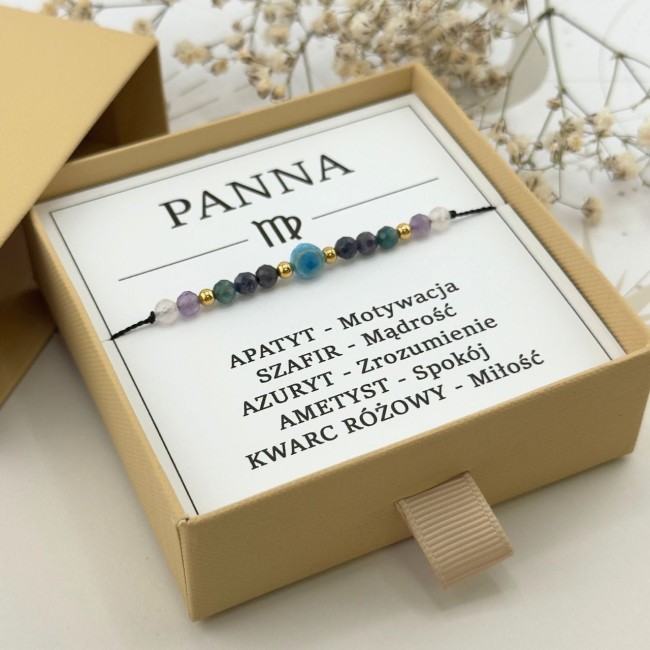 bransoletka talizman dla panny z kamieni naturalnych w pudełku z apatytu