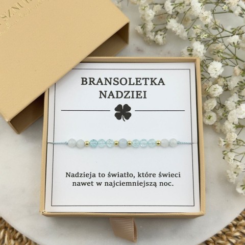 bransoletka nadziei na sznurku z kamieni naturalnych akwamaryn topaz