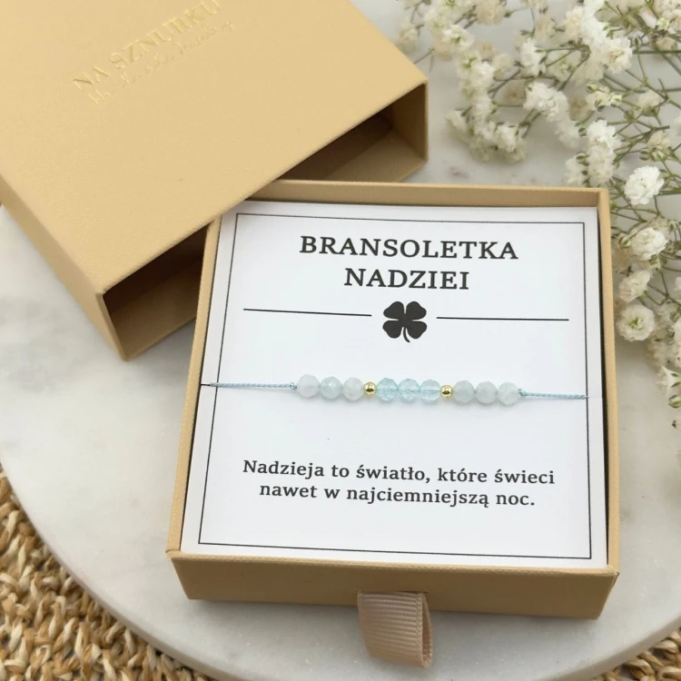jasnoniebieska bransoletka z intencją nadziei z kamienia naturalnego topazu akwamarynu