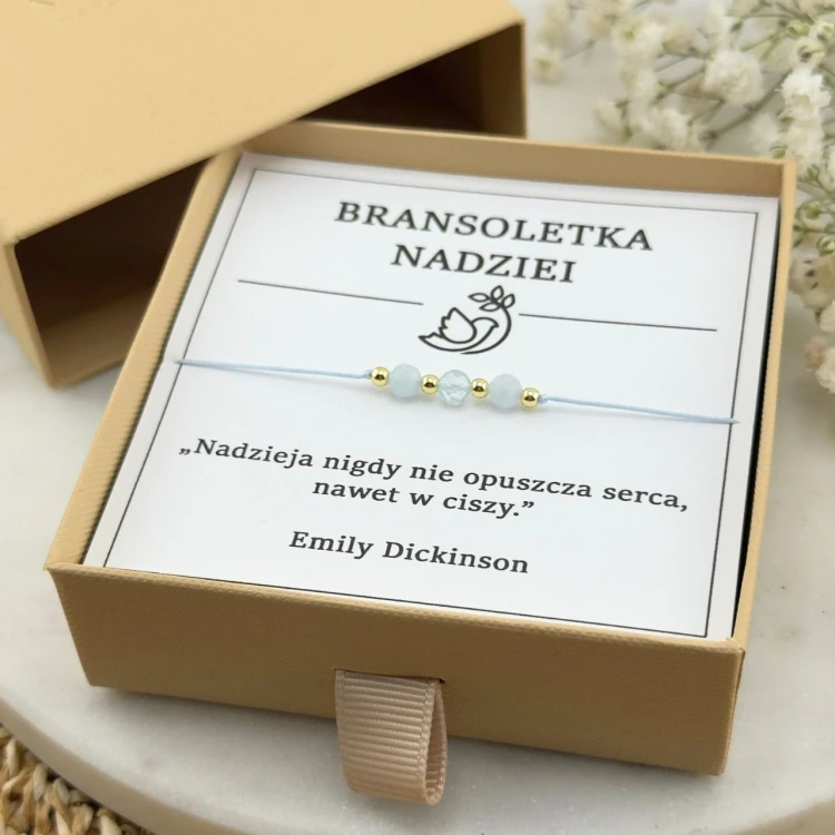 bransoletka talizman nadziei na sznurku minimalistyczna z kamieni