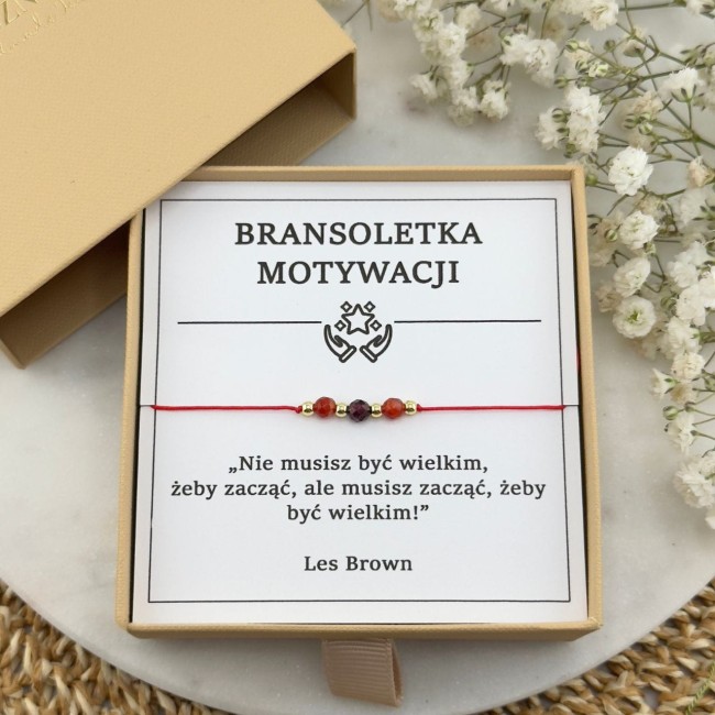 bordowa bransoletka damska na sznurku z kamieni z intencją