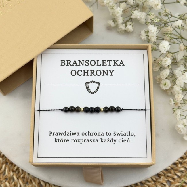 bransoletka ochronna na sznurku z kamienia naturalnego turmalinu