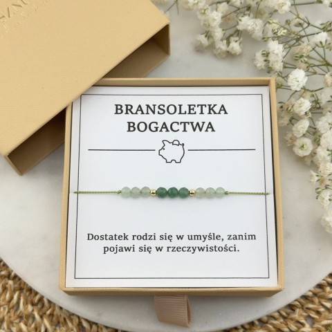bransoletka bogactwa na sznurku z kamienia naturalnego awenturynu