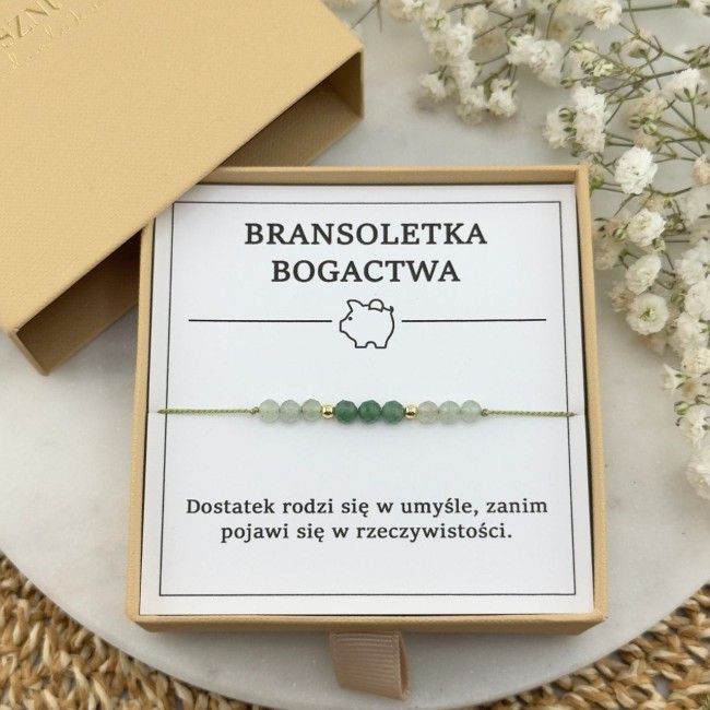 bransoletka bogactwa na sznurku z kamienia naturalnego awenturynu