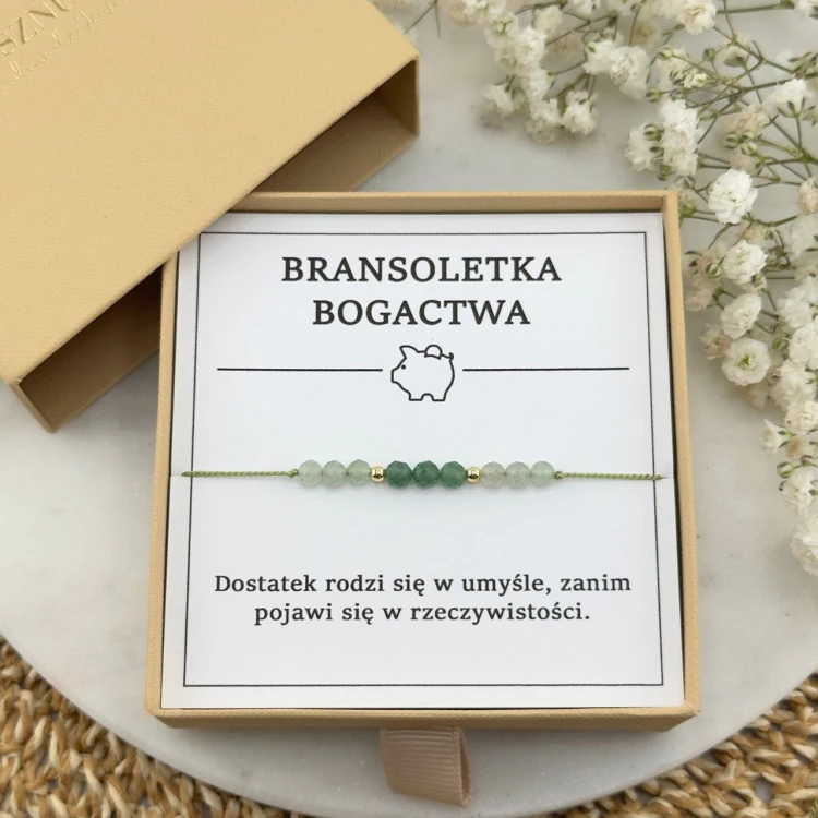 bransoletka bogactwa na sznurku z kamienia naturalnego awenturynu