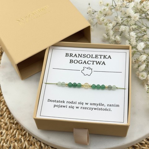 bransoletka bogactwa na sznurku z kamieni cytrynu awenturynu jadeitu