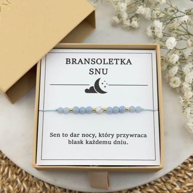 bransoletka na sen na sznurku z kamieni naturalnych howlit angelit