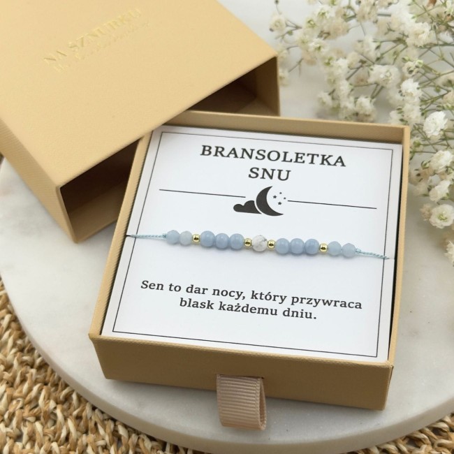 bransoletka snu na sznurku z kamieni naturalnych howlit angelit