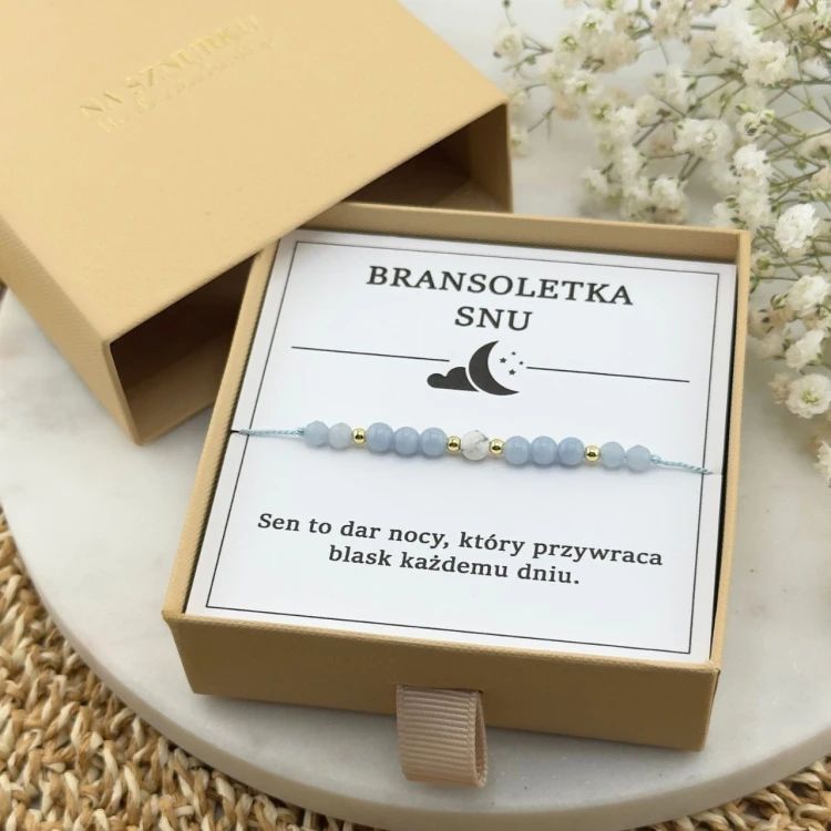 bransoletka snu na sznurku z kamieni naturalnych howlit angelit
