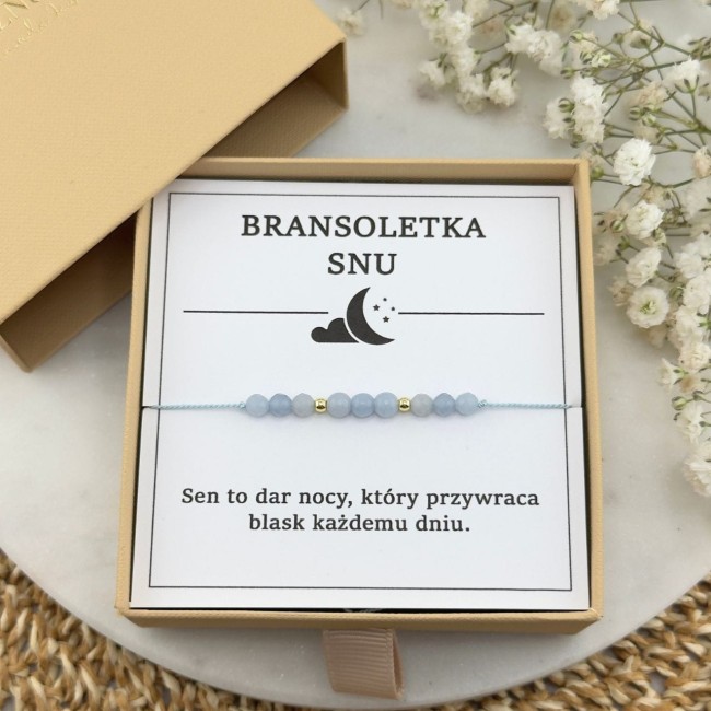bransoletka snu na sznurku z kamienia naturalnego angelitu