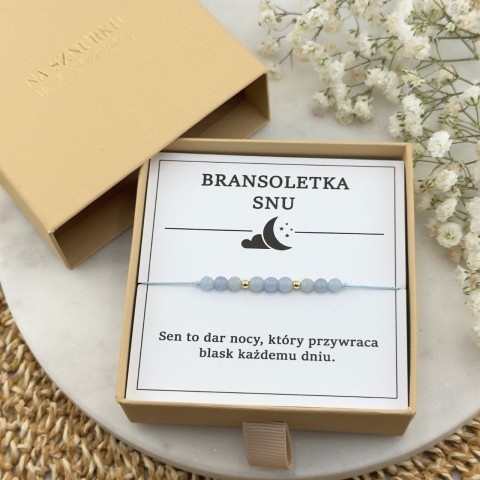 jasnoniebieska bransoletka snu na sznurku z kamienia naturalnego angelitu
