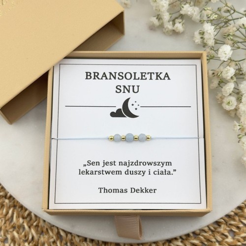 bransoletka snu na sznurku z kamieni naturalnych angelit