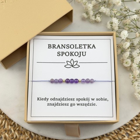 bransoletka spokoju na sznurku z kamieni naturalnych damska fioletowa z ametystu