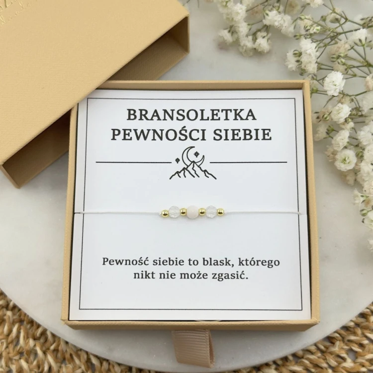 bransoletka pewności siebie na sznurku damska minimalistyczna z trzech kamieni