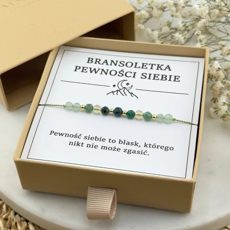 bransoletka talizman pewności siebie na sznurku z cytrynem malachitem