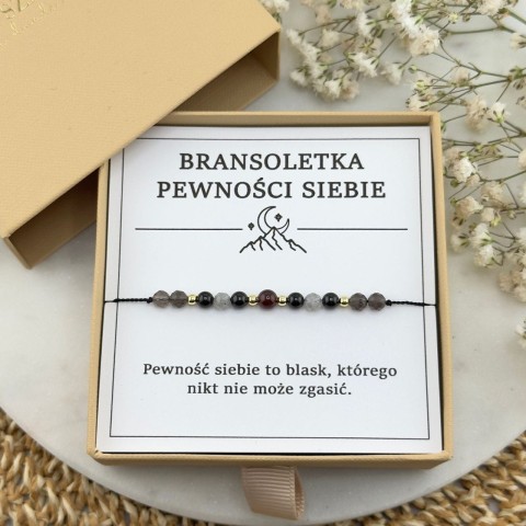 bransoletka pewności siebie na sznurku z turmalinem granatem kwarcem
