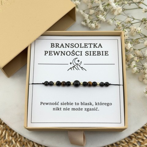 bransoletka pewności siebie na sznurku z czarnego turmalinu onyksu