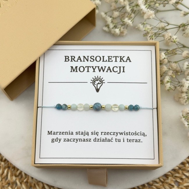 bransoletka nadziei na sznurku z kamieni naturalnych apatytu cytrynu amazonitu