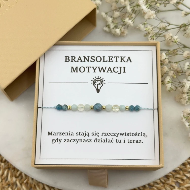 bransoletka nadziei na sznurku z kamieni naturalnych apatytu cytrynu amazonitu