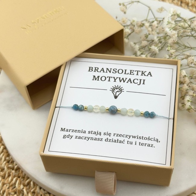 bransoletka nadziei na sznurku z kamienia apatyt cytryn amazonit
