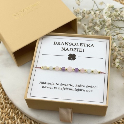 bransoletka nadziei na sznurku z kwarcu różowego ametystu chalcedonu amazonitu