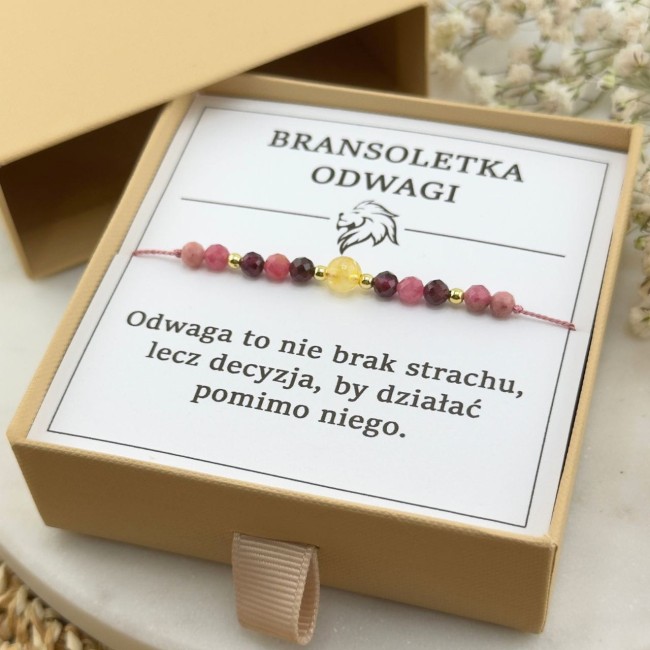 bransoletka talizman na odwagę na sznurku z kamieni naturalnych cytryn