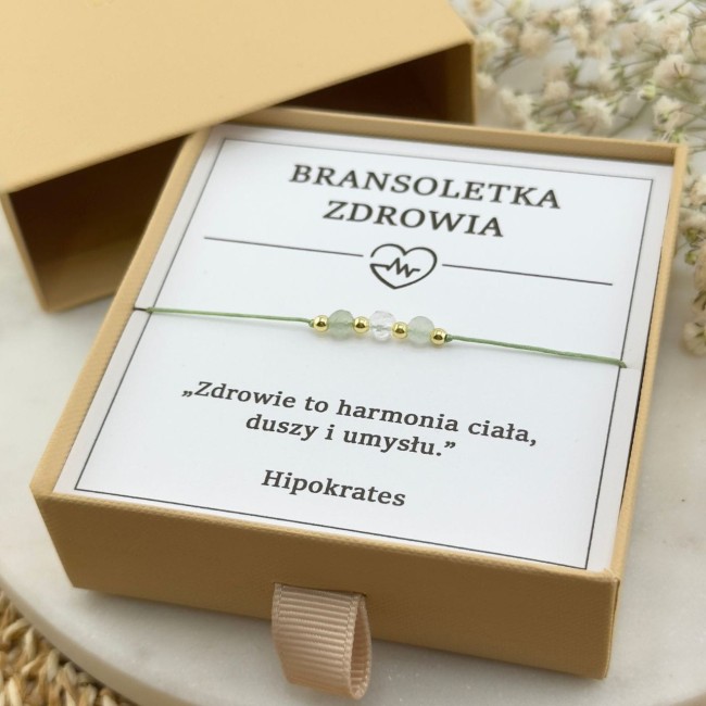 talizman zdrowia na sznurku z kamieni naturalnych kryształ górski