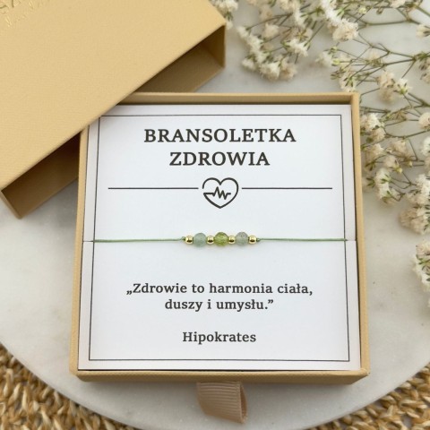 zielona bransoletka minimalistyczna na sznurku z kamieni oliwin awenturyn