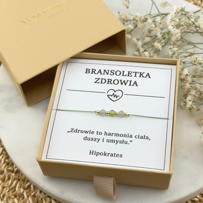 bransoletka zdrowia na sznurku z dwóch kamieni oliwinu awenturynu