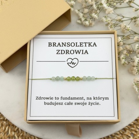 bransoletka zdrowia na sznurku z kamieni naturalnych awenturynu oliwinu
