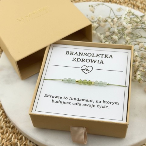 zielona bransoletka zdrowia na sznurku z kamieni naturalnych awenturynu oliwinu