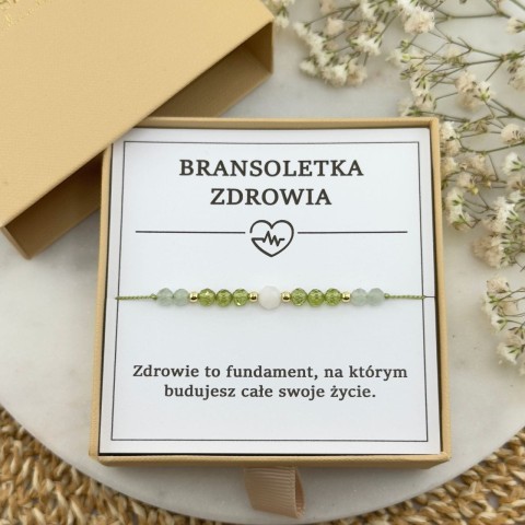 bransoletka zdrowia na sznurku z kamieni naturalnych awenturynu oliwinu