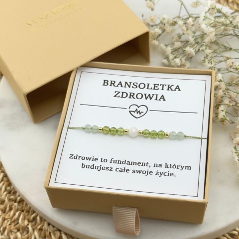 damska bransoletka na zdrowie na sznurku z awenturynem i oliwinem
