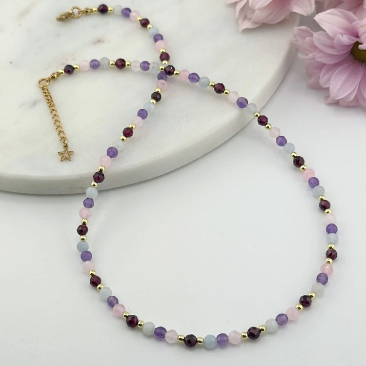 damski choker naszyjnik dla znaku zodiaku bliźnięta kamienie naturalne