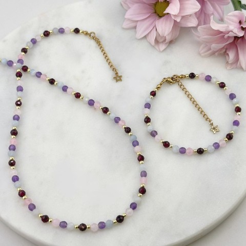 komplet biżuterii zodiakalnej dla bliźniąt naszyjnik i bransoletka w zestawie kamienie naturalne