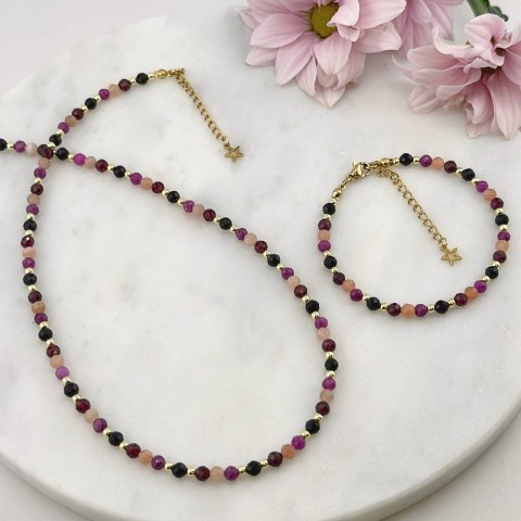 komplet biżuterii zodiakalnej dla barana z kamieni naturalnych naszyjnik i bransoletka w komplecie zestaw