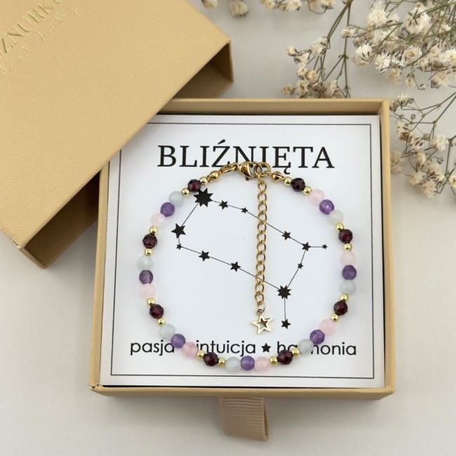 bransoletka z kamieni naturalnych pełna zodiakalna zapinana