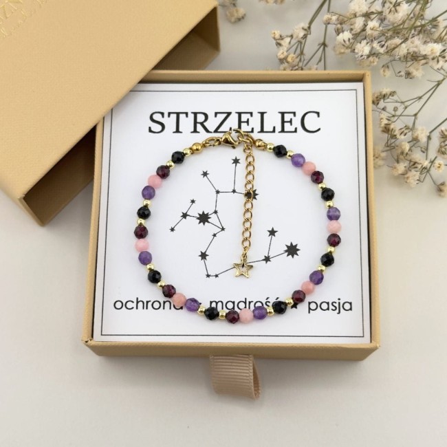 bransoletka zodiakalna strzelec kamienie naturalne zestaw