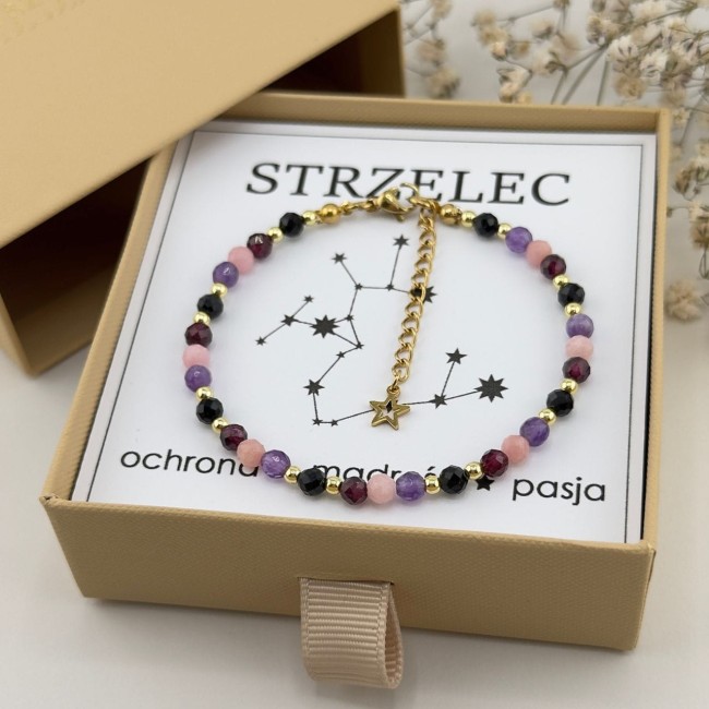damska bransoletka dla znaku zodiaku strzelec z zapięciem ze stali chirurgicznej pvd