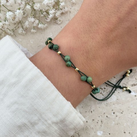 damska bransoletka na sznurku podwójnym z kamieni jaspisu cesarskiego dla niej