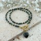 damski choker z kamieni naturalnych zielony ciemnozielony zieleń złoty z sercem jesienny elegancki