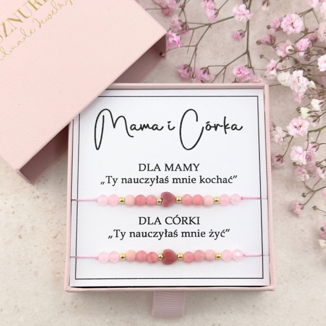 bransoletki mama i córka na sznurku komplet zestaw bransoletek prezent dla mamy