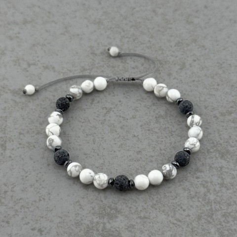 elegancka bransoletka męska na regulowanym sznurku z kamieni naturalnych wyjątkowy prezent z dedykacją