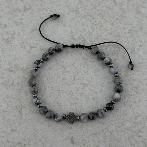 bransoletka dla faceta czarna z kamieni naturalnych prezent dla niego wyjątkowy