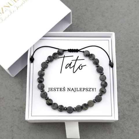 bransoletka dla taty na prezent z dedykacją na sznurku regulowana personalizowana