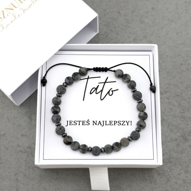 bransoletka dla taty na prezent z dedykacją na sznurku regulowana personalizowana