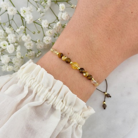 bransoletka zodiakalna dla lwa na sznurku nylonowym z kamieni naturalnych na ręce