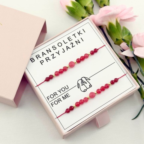 bransoletki przyjaźni na sznurku z kamieni naturalnych rodonit jadeit